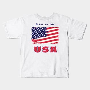 Made in the USA American Flag Patriotic Kids T-Shirt